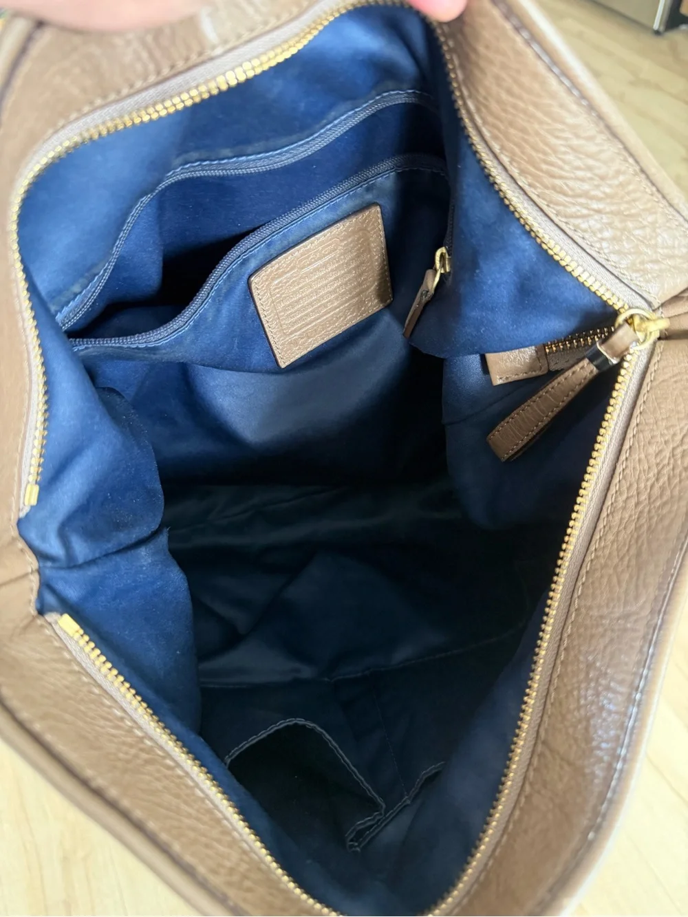Coach Taupe Pebbled Leather Hobo Shoulder Bag